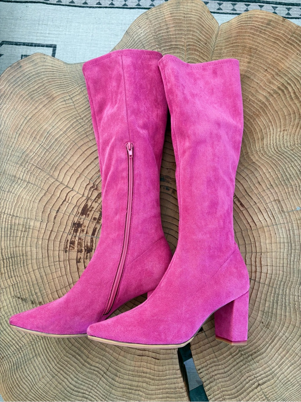 Silent D Pink Microsuede Knee High Boots Size 37 - Picture 2 of 8